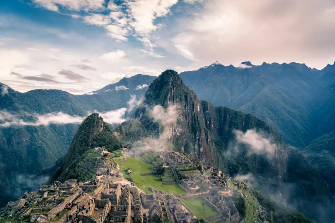 machu picchu ruins among misty mountains